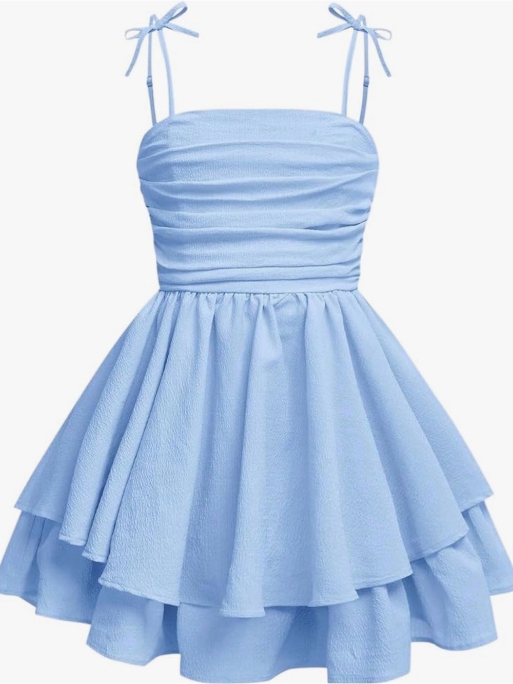 Rose Seek Girls Light Blue Tiered Sundress with Tie Straps